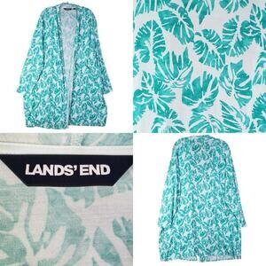 Lands End Cardigan Jersey Knit Rayon Long Sleeve Tropical Womens Plus Size 3X